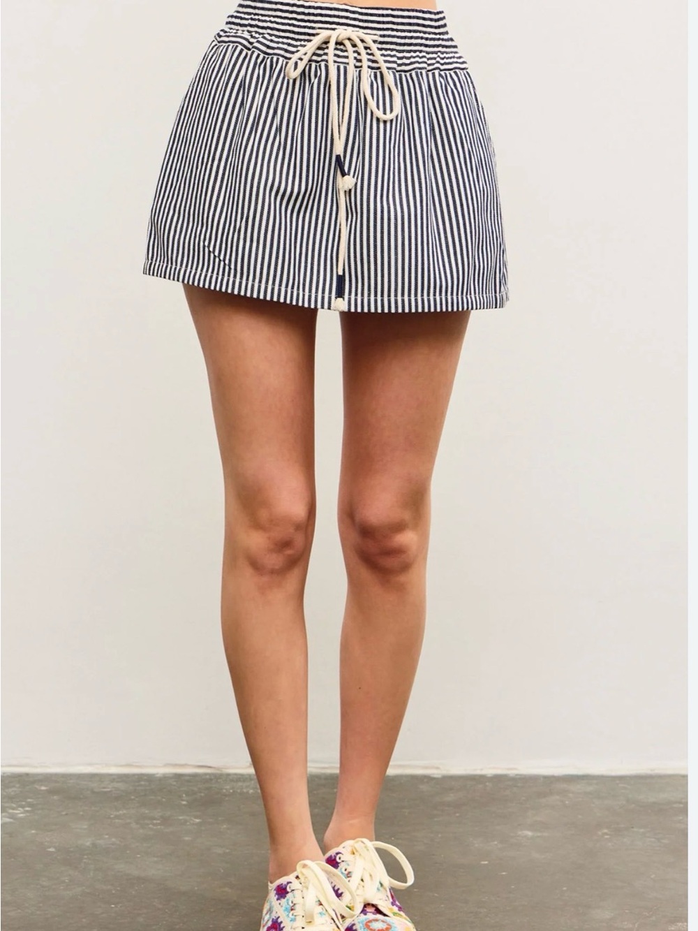 Mustard Seed Black & White Striped Mini Skirt